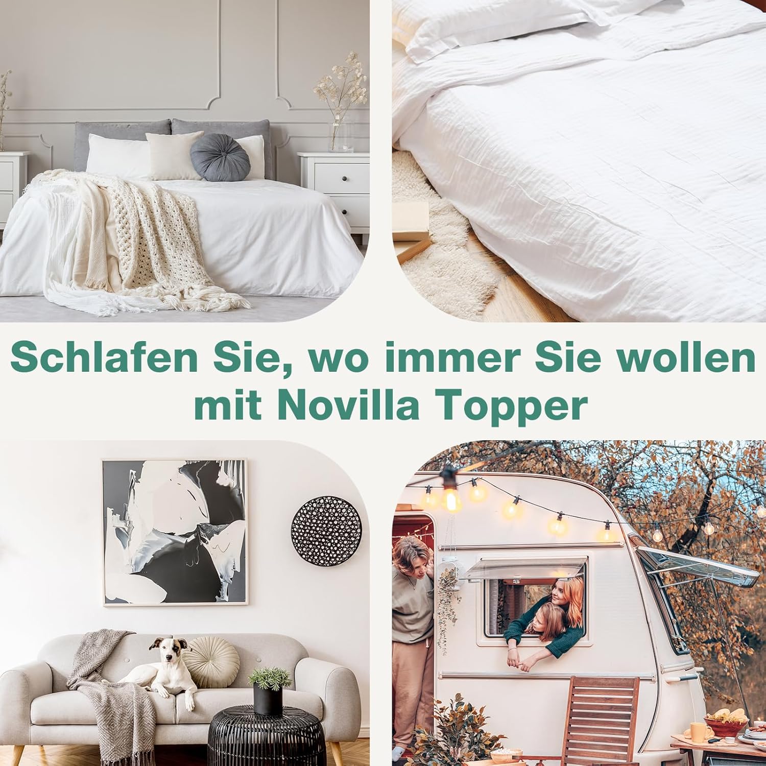 Novilla - surmatelas gel mémoire - 160x200 cm - 5 cm, doux, antidérapant, lavable