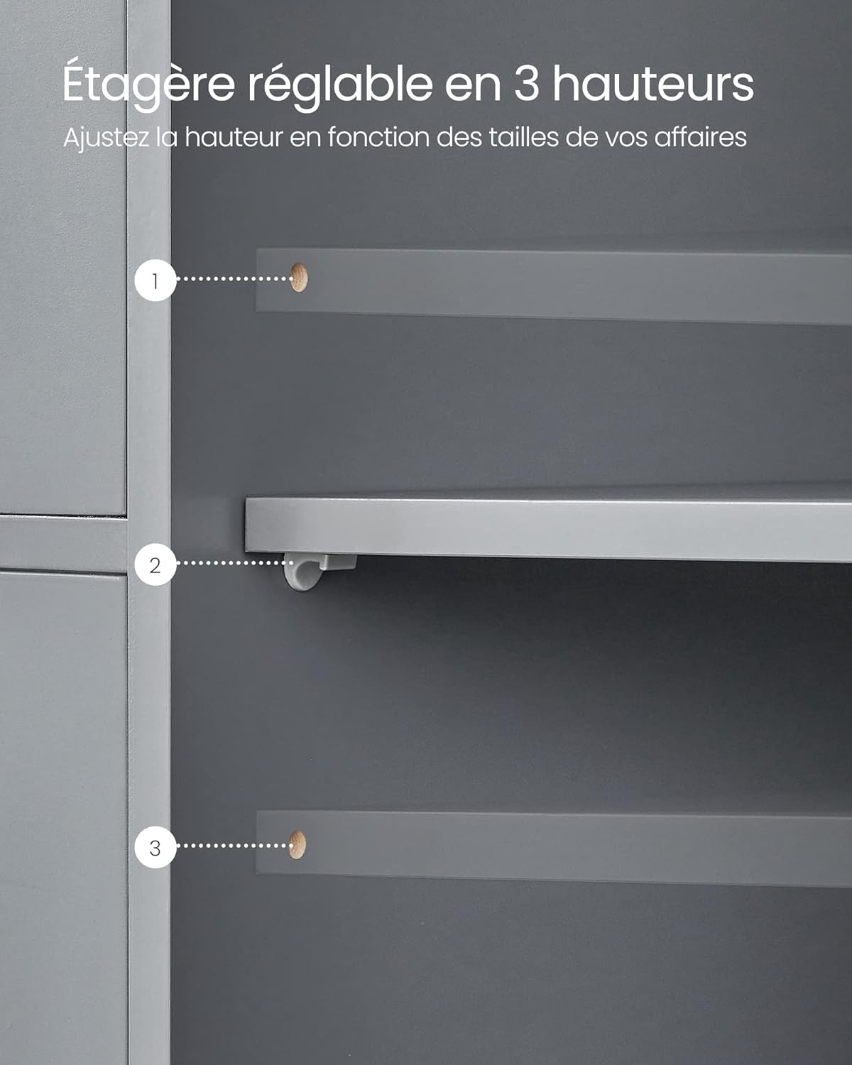 VASAGLE - armoire salle de bain avec 4 tiroirs, étagère réglable, 30x55x82cm, LHC041P36