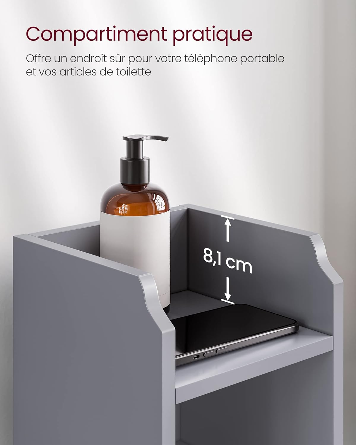 VASAGLE - armoire d’angle BBC310P36 - 20x18x80cm - étagères réglables, porte