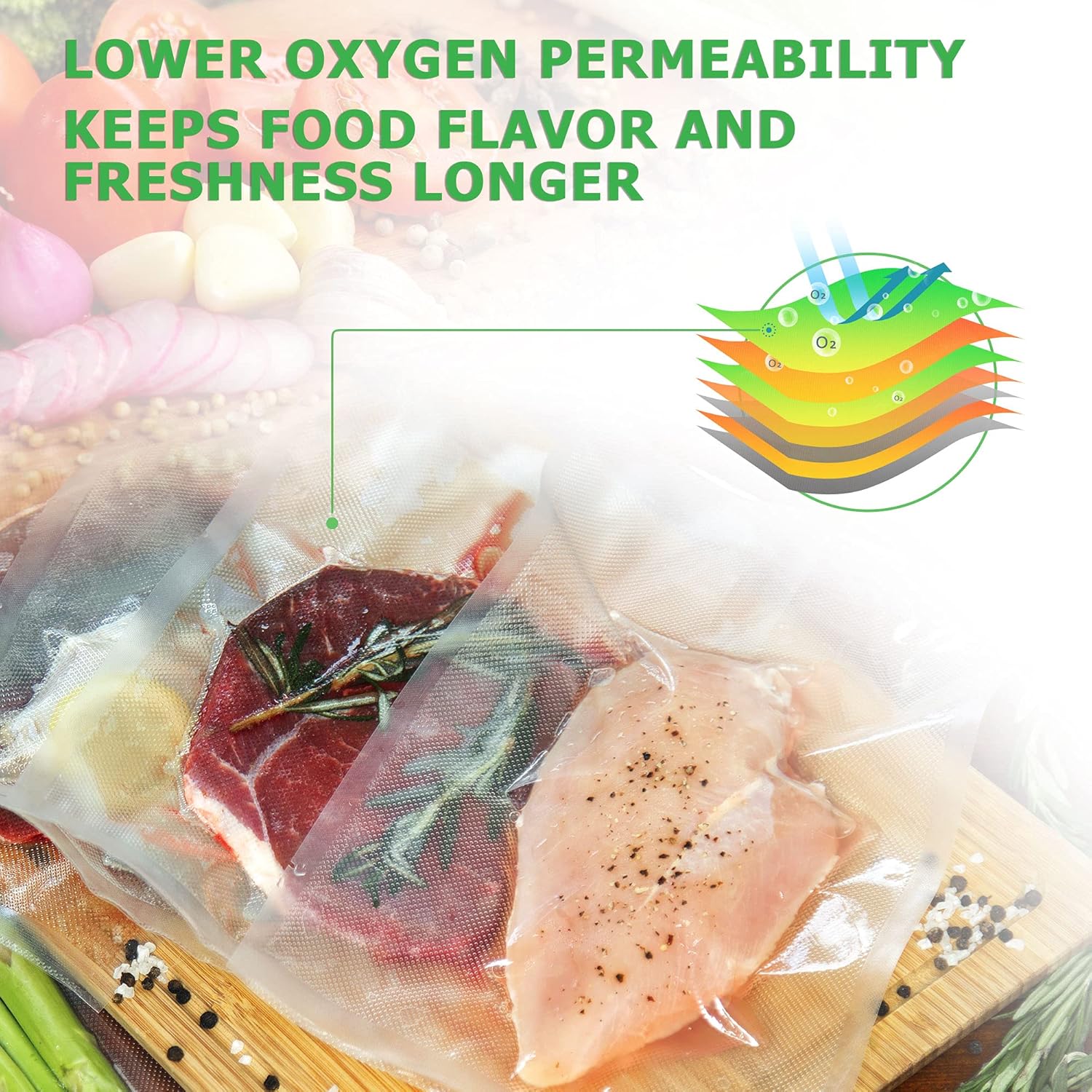 KitchenBoss - rouleaux sacs sous vide 28x600cm - sans BPA, compatibles mise sous vide