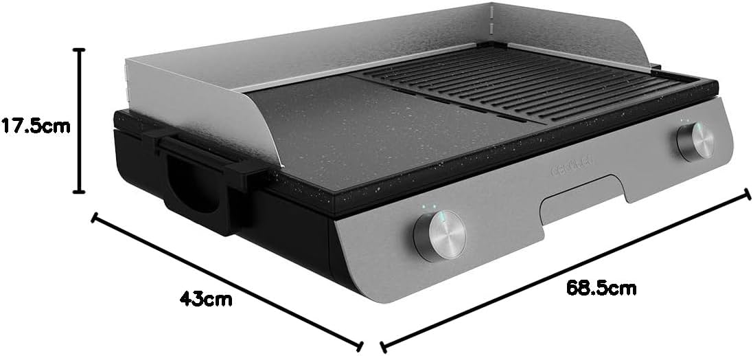 Cecotec - PerfectRoast 3000 - inox - 3 000 W, surface mixte, thermostat réglable, bac ramasse-graisses - 03182