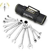 ENWENTOR Jeu de Clé Plate à Cliquet Articulées, 12 Pièces, 1/4-7/8", jeu de Clés à fourche et Clé...