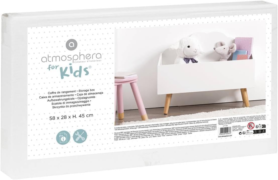 Atmosphera - Coffre Nuage blanc enfant - rangement pratique, compacte