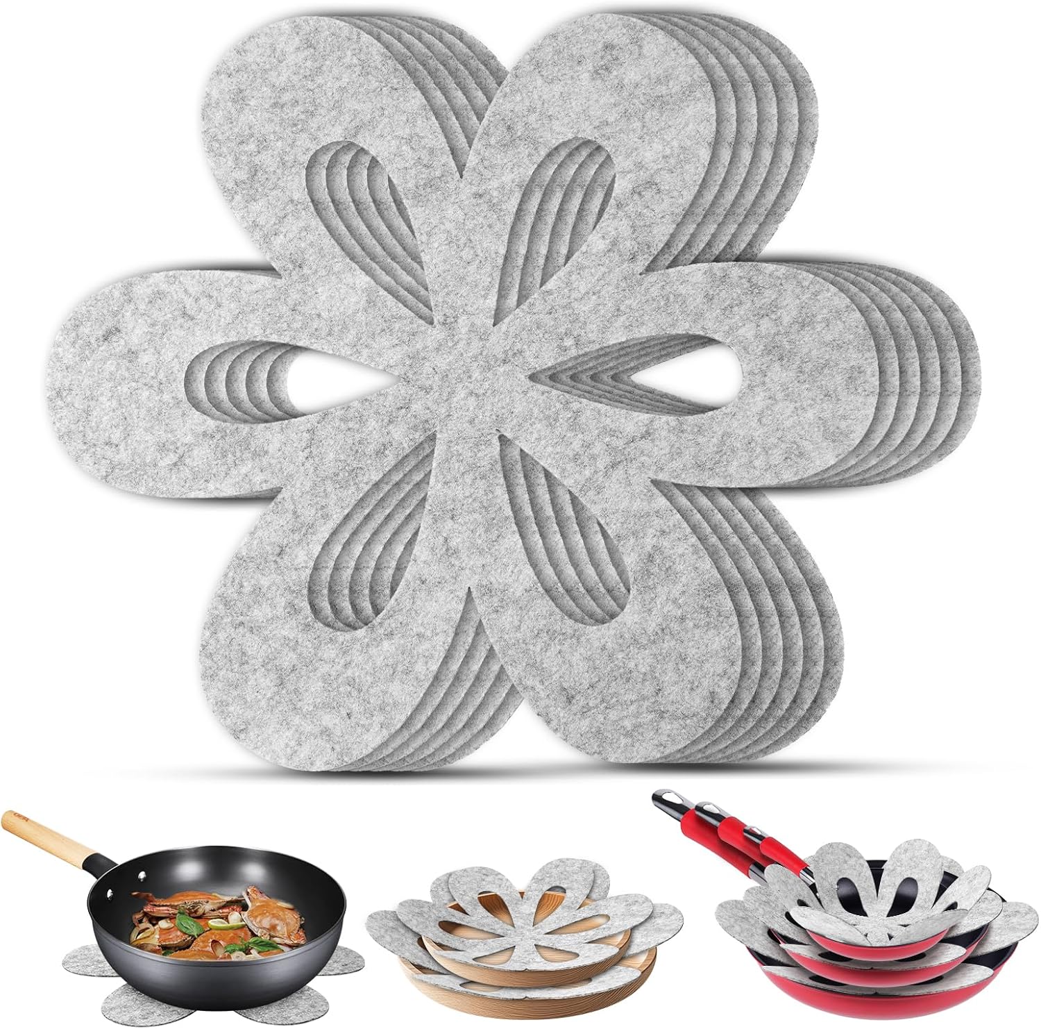 Flintronic - Protection casseroles 6 pièces 35,5 cm - coussinets anti-rayures premium