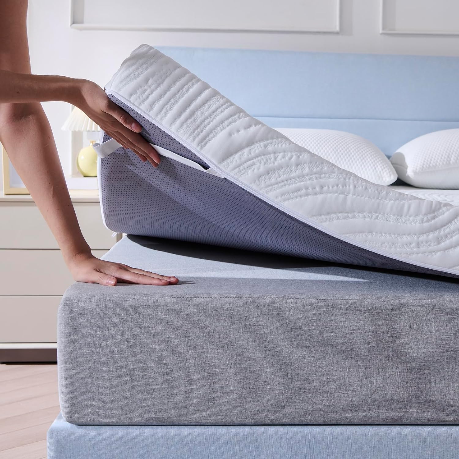Surmatelas - mémoire de forme, 160x200x7,5cm, housse lavable, antidérapant
