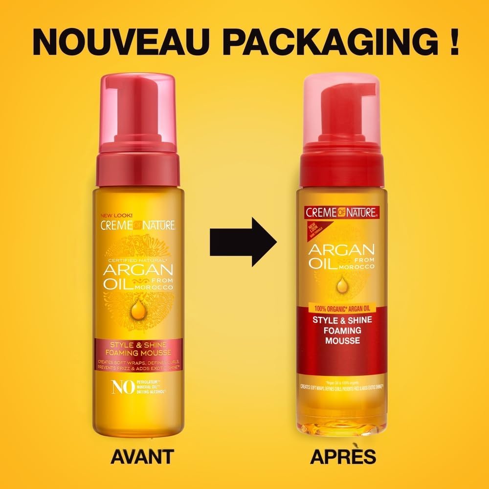 Creme of Nature - Argan Oil Mousse - 207ml - Brillance, hydratation, cheveux bouclés