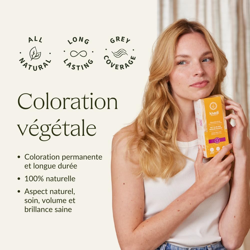 khadi - Blond Moyen - 100 g - coloration végétale dorée 100% naturelle