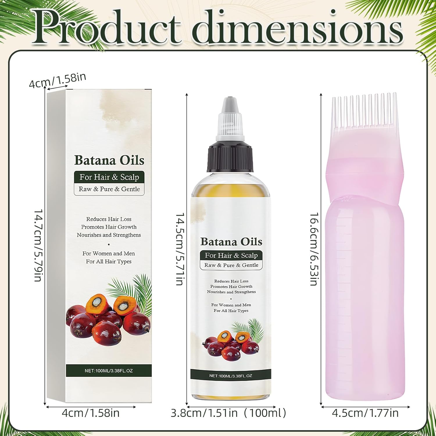 Huile de Batana bio - peigne applicateur - restaure, brillance cheveux