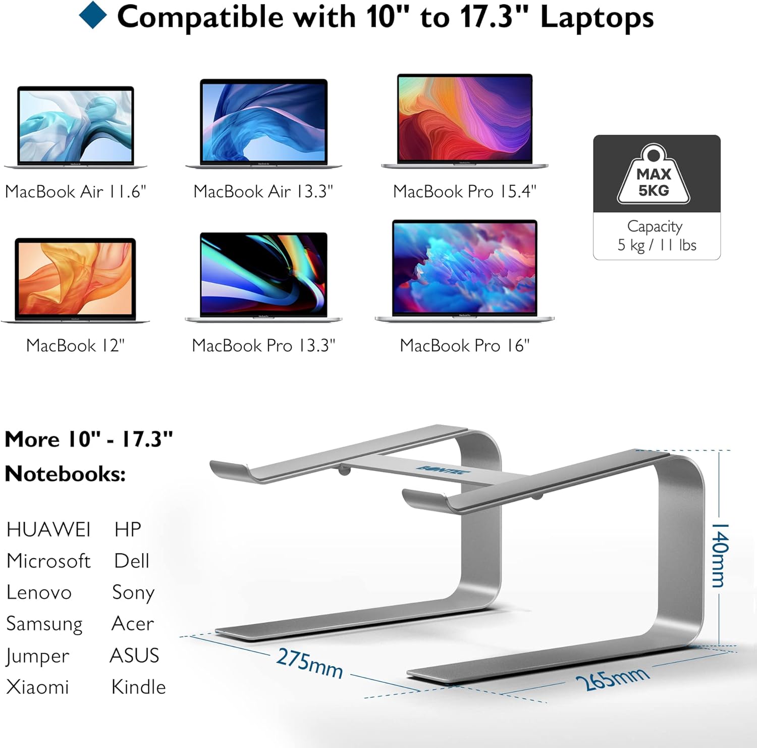BONTEC - Support ordinateur portable - 10 à 17,3