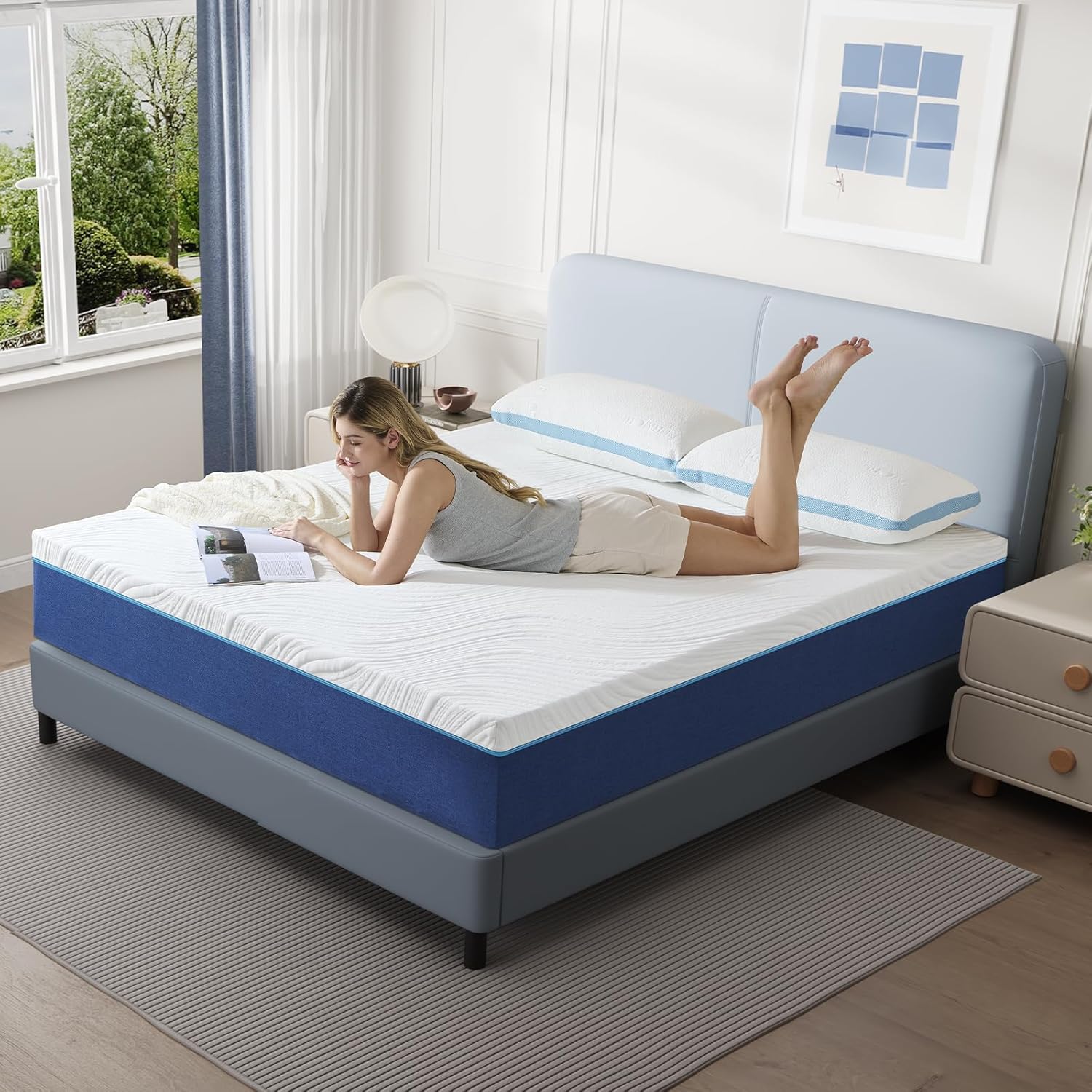Matelas - mousse mémoire forme, 120x190x16cm, 7 zones, réversible