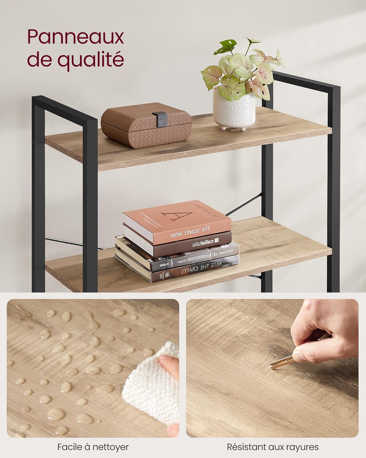 VASAGLE - étagère 6 niveaux - 30x80x186 cm - industriel, marron/noir - LLS082B50