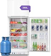 Smad Frigo Gaz, 380L(287+93), Frigo Gaz/220V avec Congélateur, Réfrigérateur Camping Gaz, Silenci...