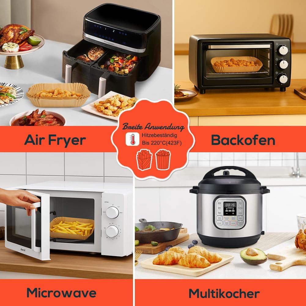 BYKITCHEN - Air Fryer papier cuisson - 220 pièces, compatible Ninja, XL Double Zone, 9.5L, SL400EU