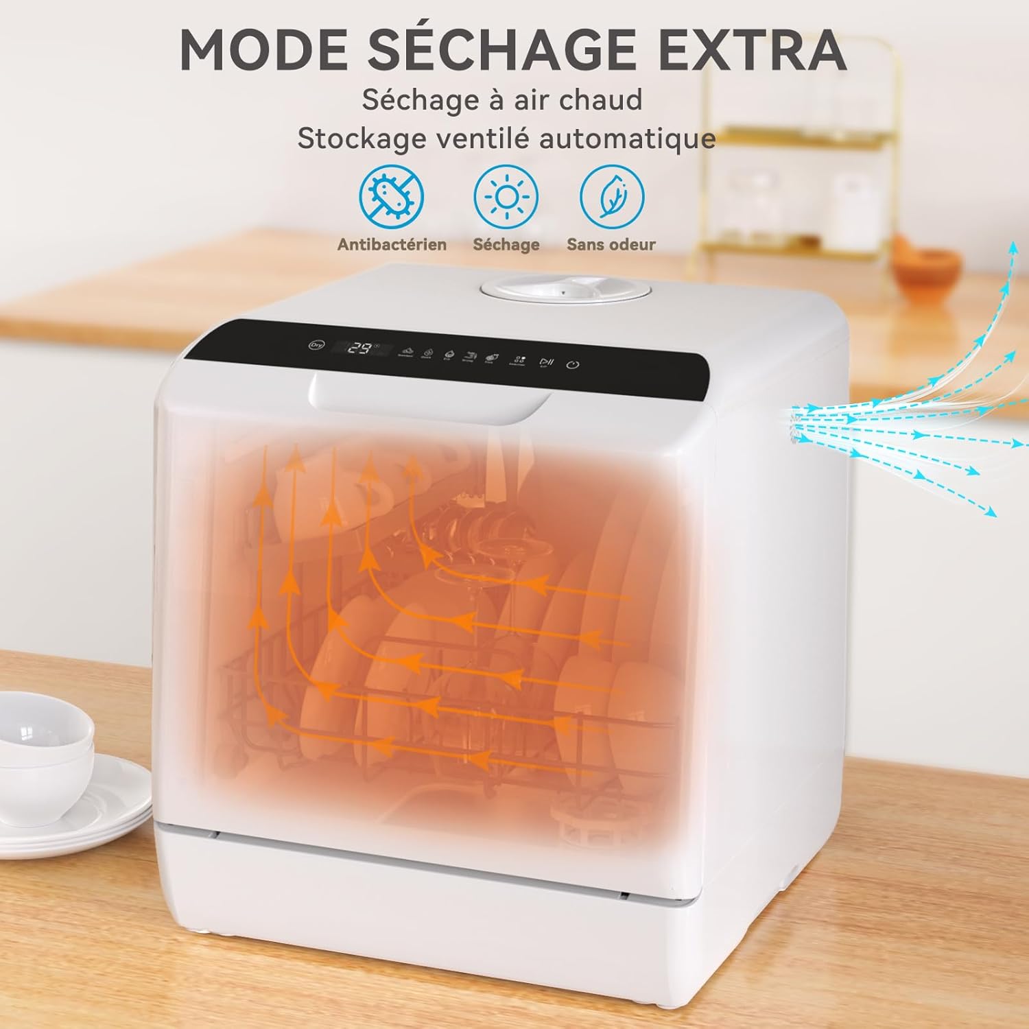 Hermitlux - Lave-vaisselle compact 5 couverts, 6 programmes, réservoir 5L, mode bébé 75°C