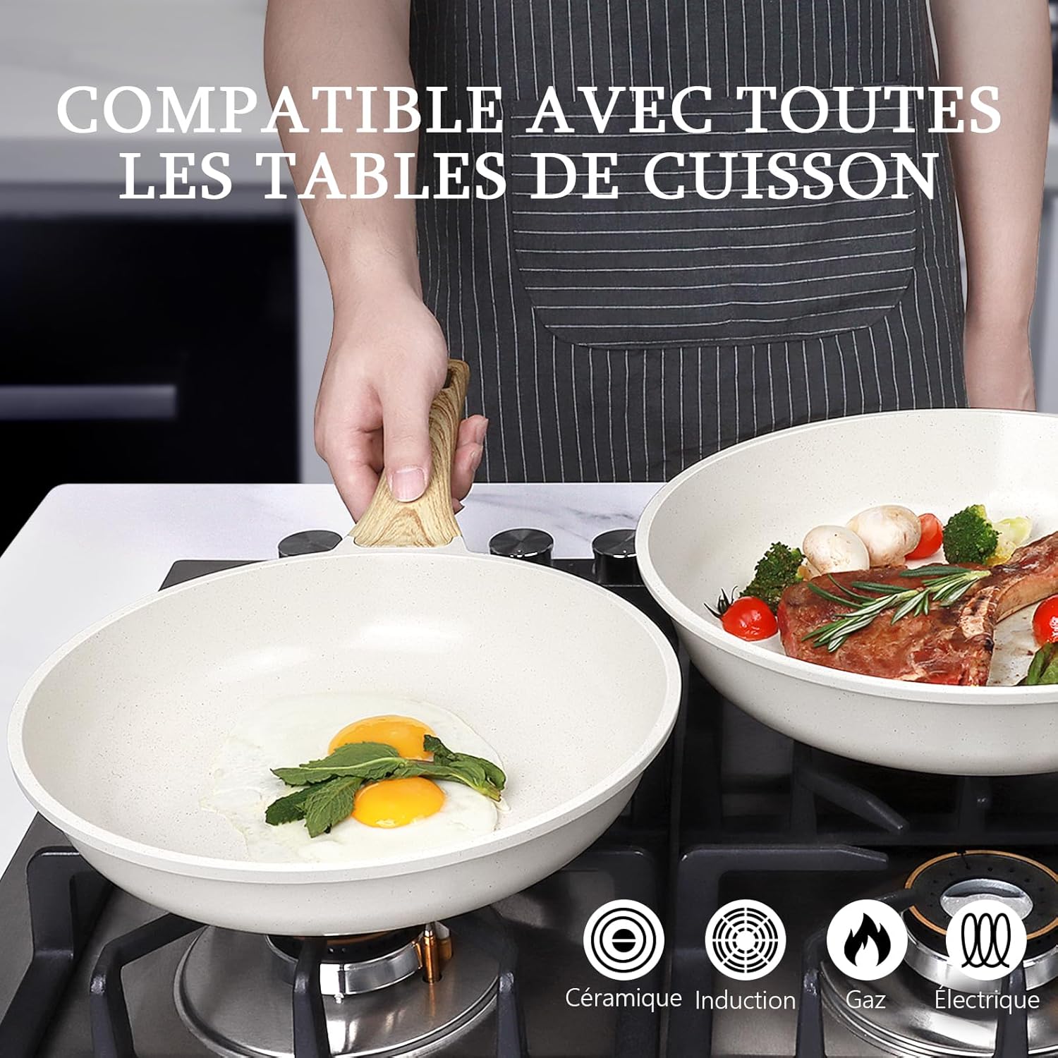 GiPP - Poêle à Frire granit 30cm - Antiadhésive, induction, sans PFAS/PFOA