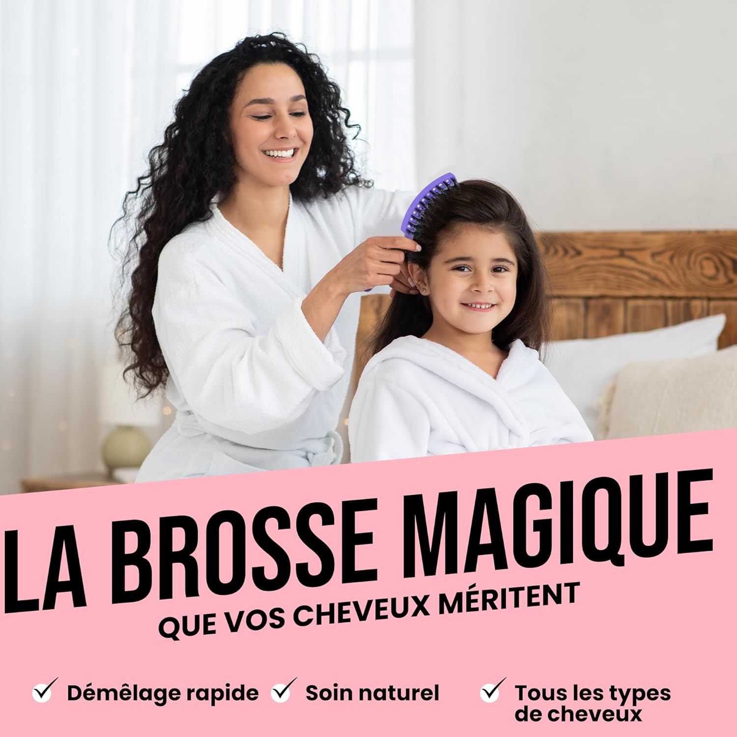 Brosse à Cheveux - démêlante sanglier nylon - anti-casse antistatique, tous types