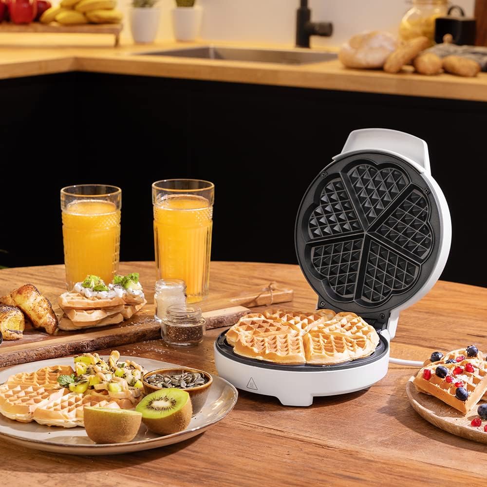 Cecotec - Fun Gofrestone Sweetie - 1000W - inox, grande gaufre, 5 cœurs