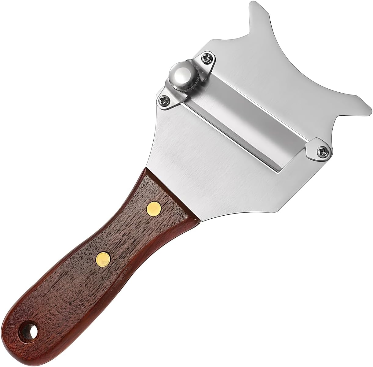 Trancheur de truffes - inox réglable, poignée bois, trou de suspension, pour fromage et chocolat