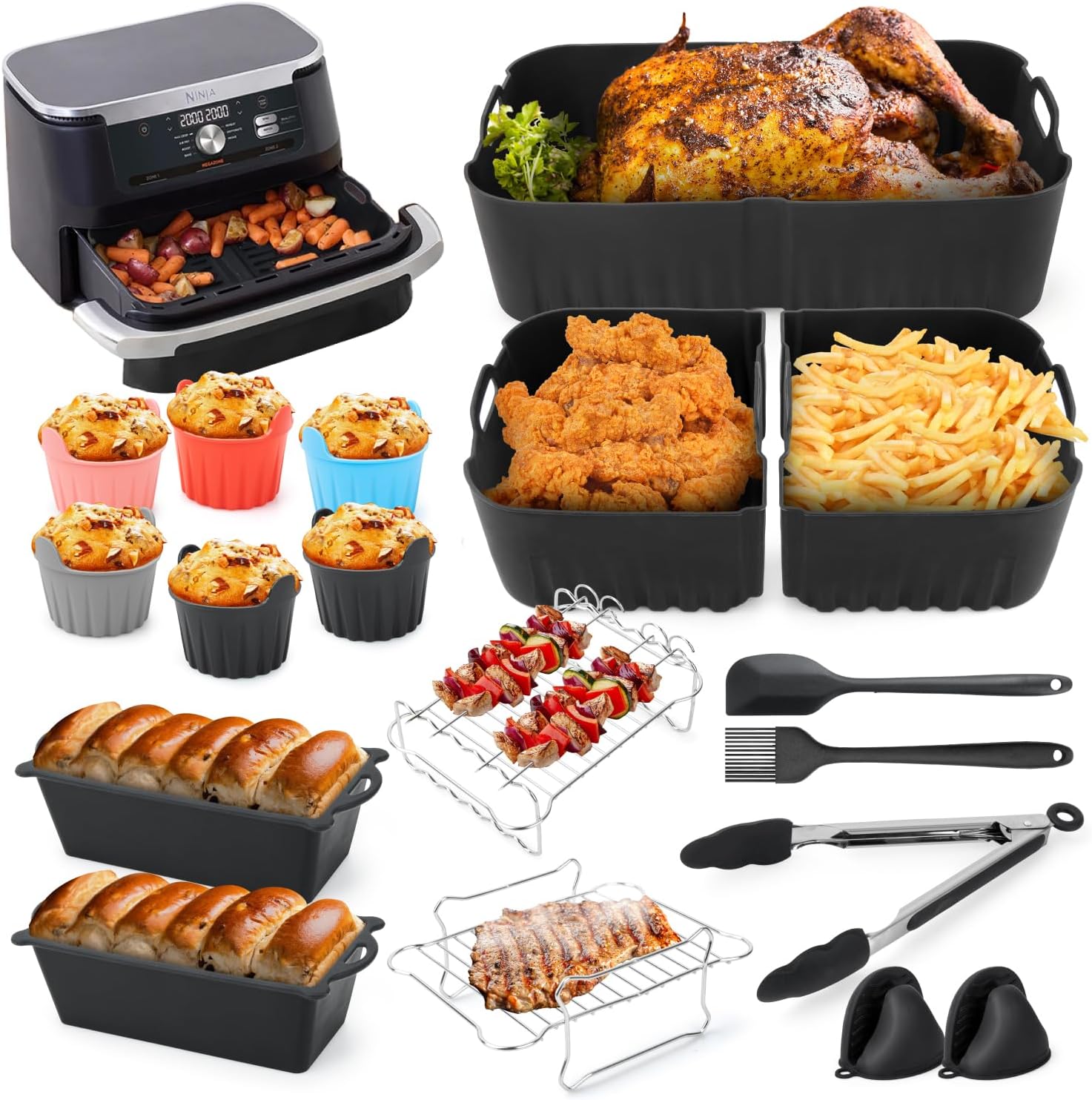 Accessoires Air Fryer - pour Ninja - 10.4L - Moule silicone, lot 22pcs, AF500EU