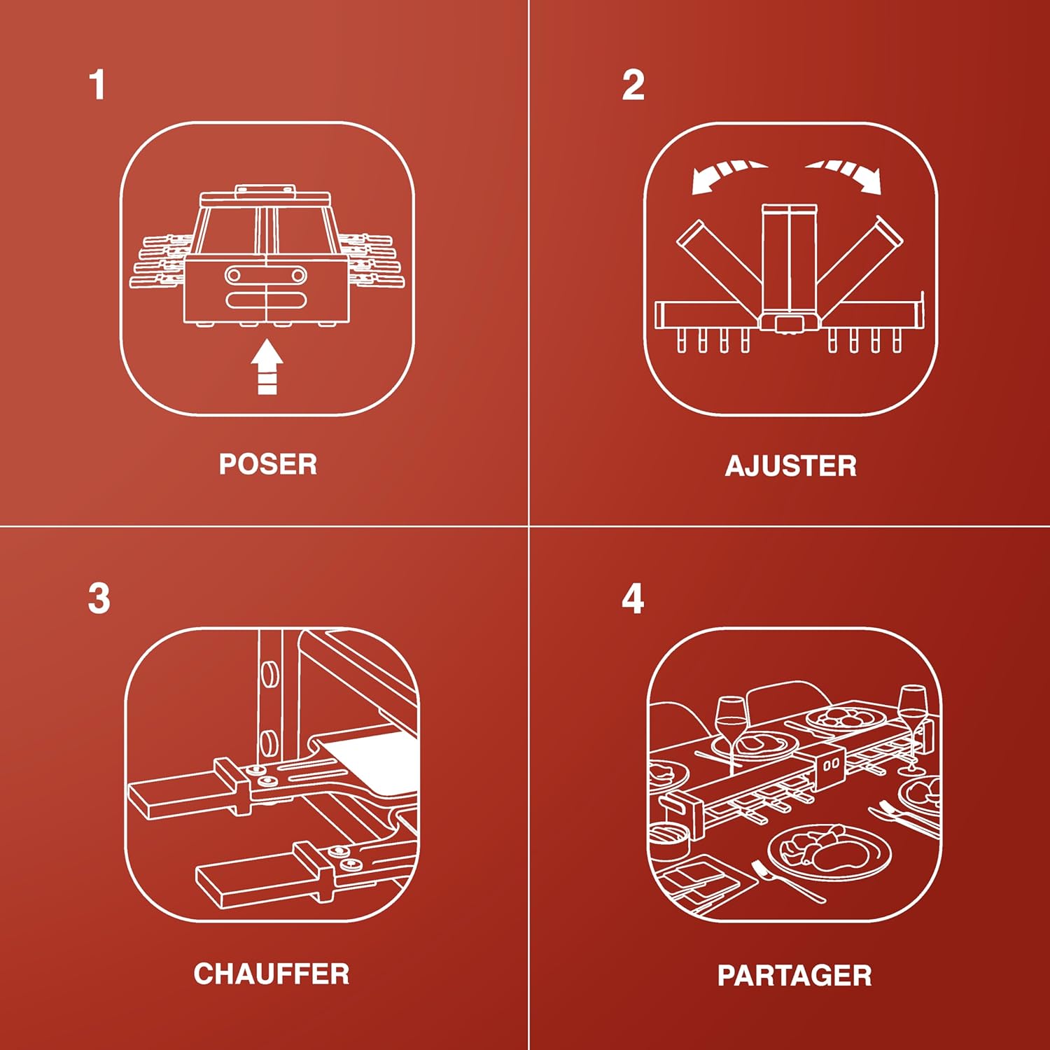 H.Koenig - raclette/fondue 8 pers - granit/bois - socle 180°, WOD360