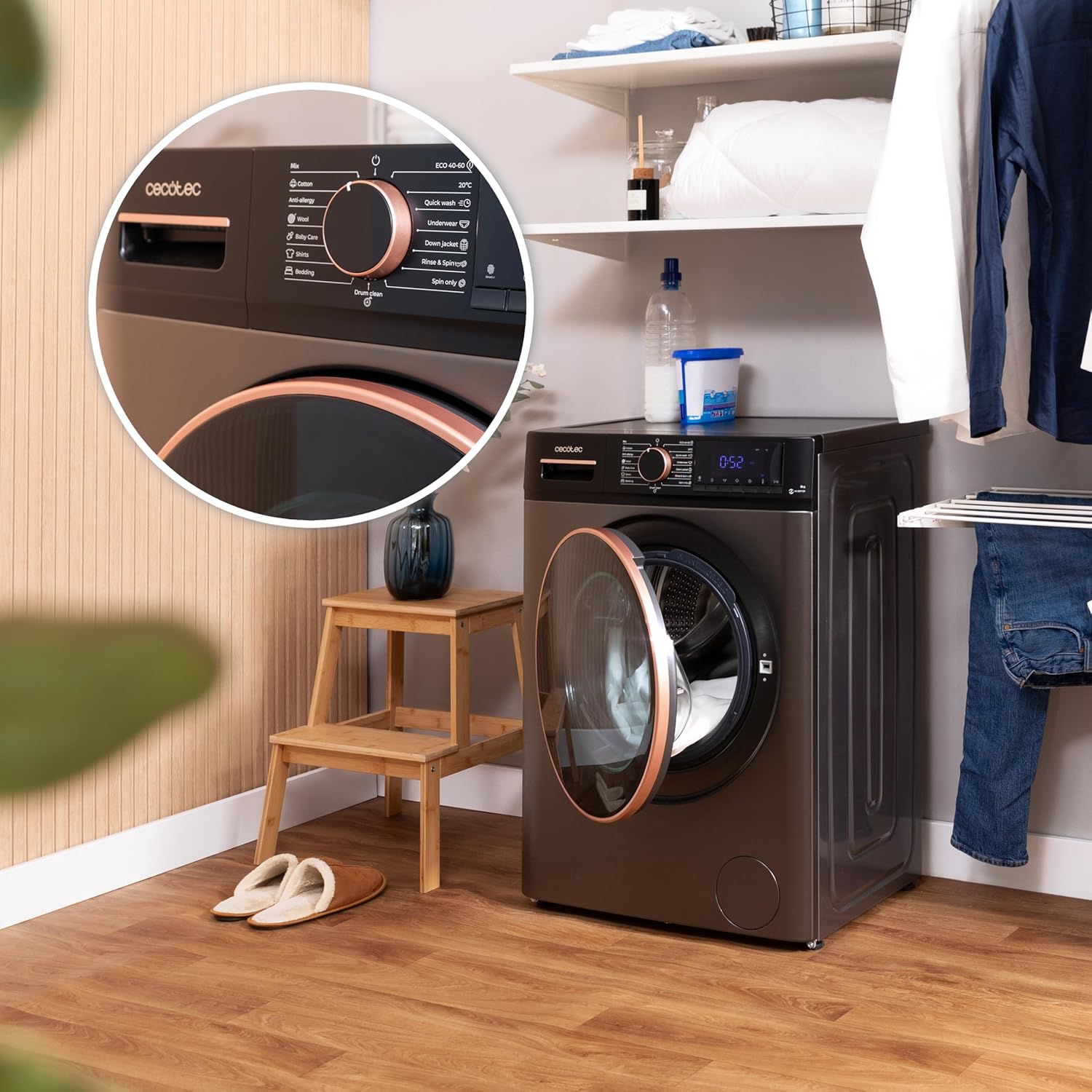 Cecotec - Lave-linge frontal 7kg, 1400tr/min, classe A, vapeur, Dresscode7610