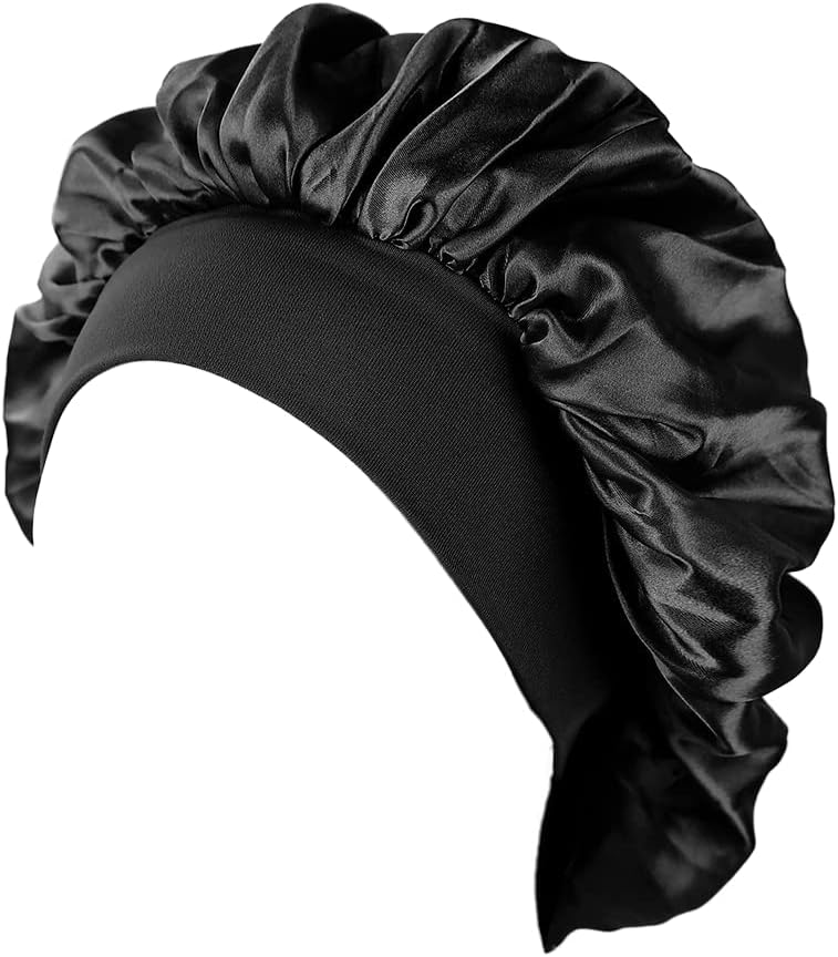 Bonnet satin cheveux nuit femme - lot de 2 - soie douce protectrice