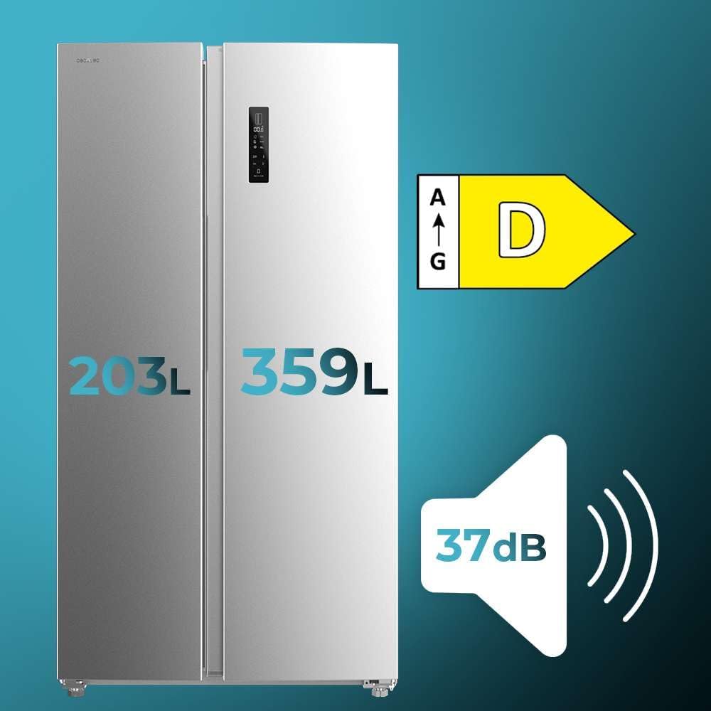 Cecotec - Bolero CoolMarket SBS 562 - 562L - No Frost, Inox, Classe D, modes Eco/Vacances, SBS 562