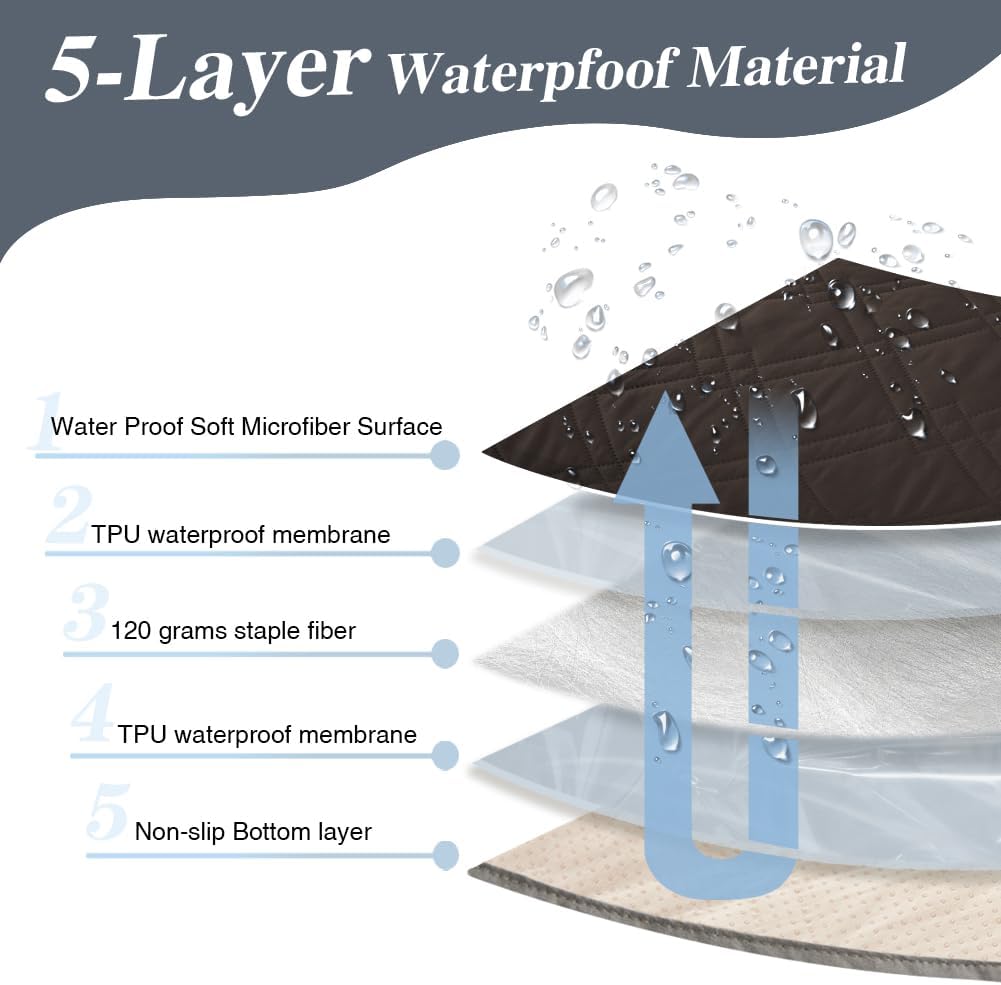 DUJUIKE - housse imperméable canapé, antidérapante, café, 173-208 cm