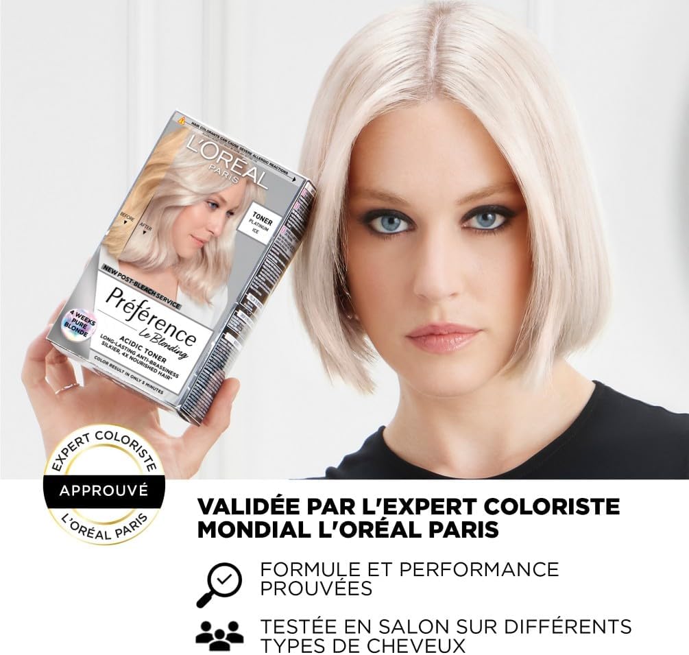 L'Oréal Paris - Préférence Le Blonding - soin post-décoloration, sans ammoniaque, neutralise reflets orangés, blond cend