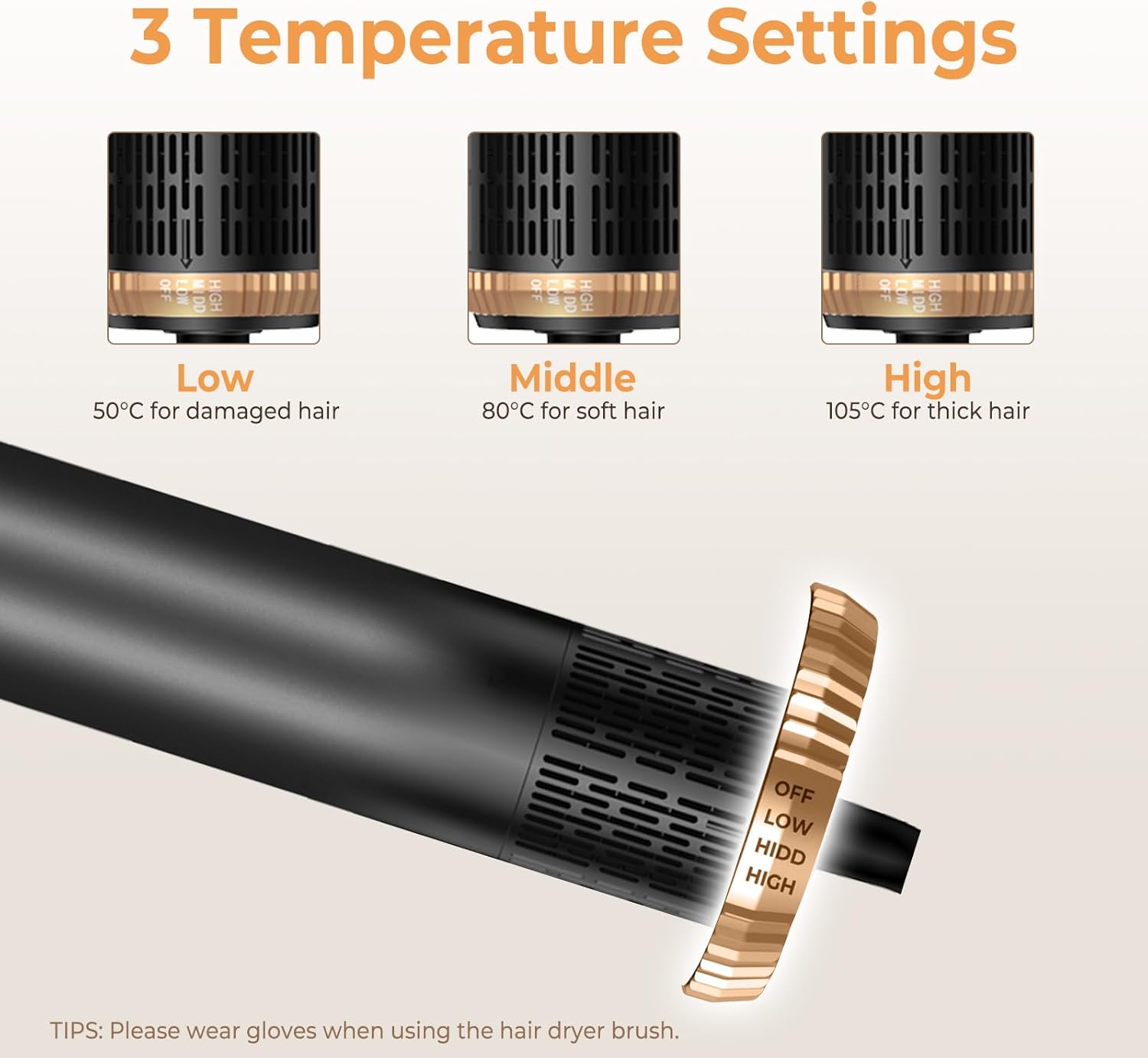 Brosse soufflante 6 en 1 - 1000W - sèche et coiffe, vitesses réglables