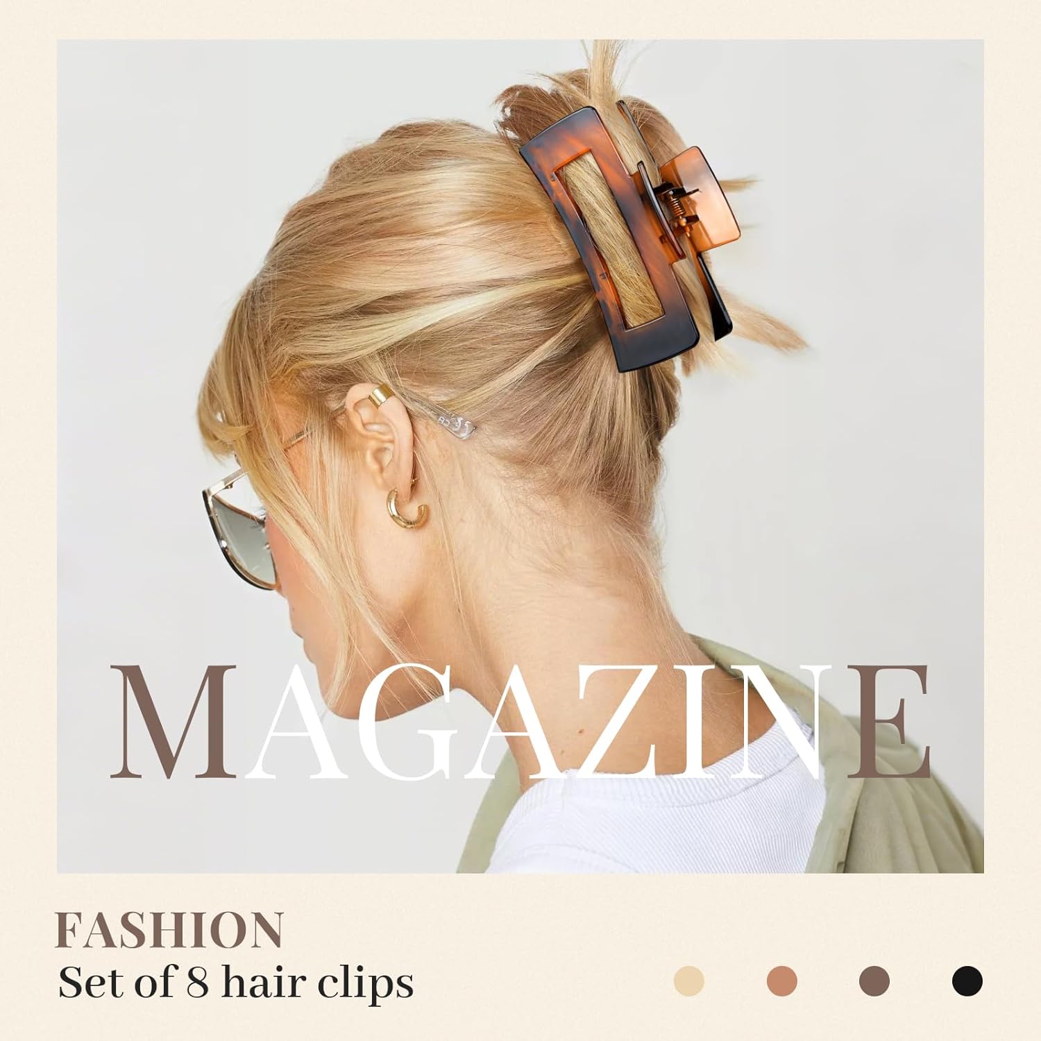 Kavya - 8 pinces cheveux - 10,5cm - anti-dérapantes grandes griffes