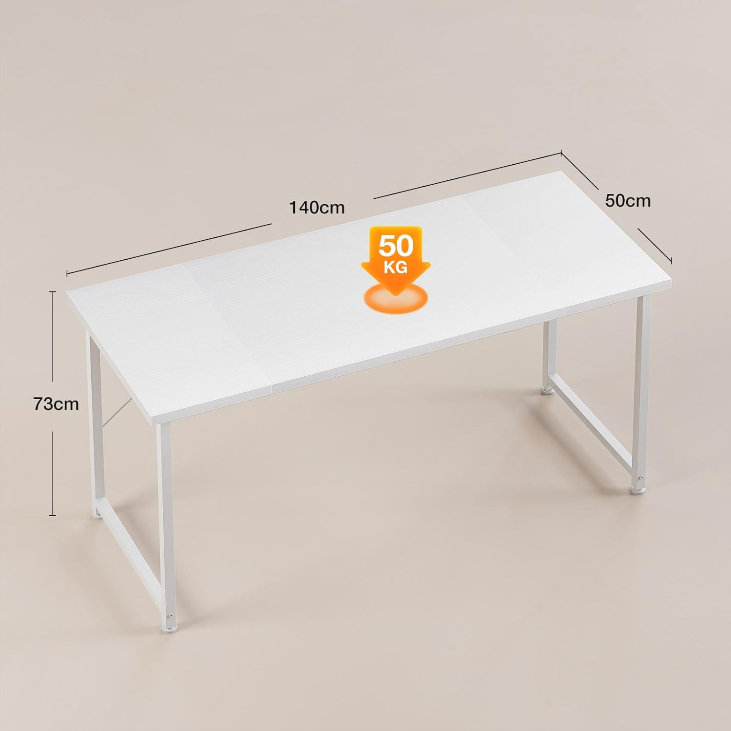 ODK - Bureau d'ordinateur, 140x50cm, blanc, table d'étude polyvalente