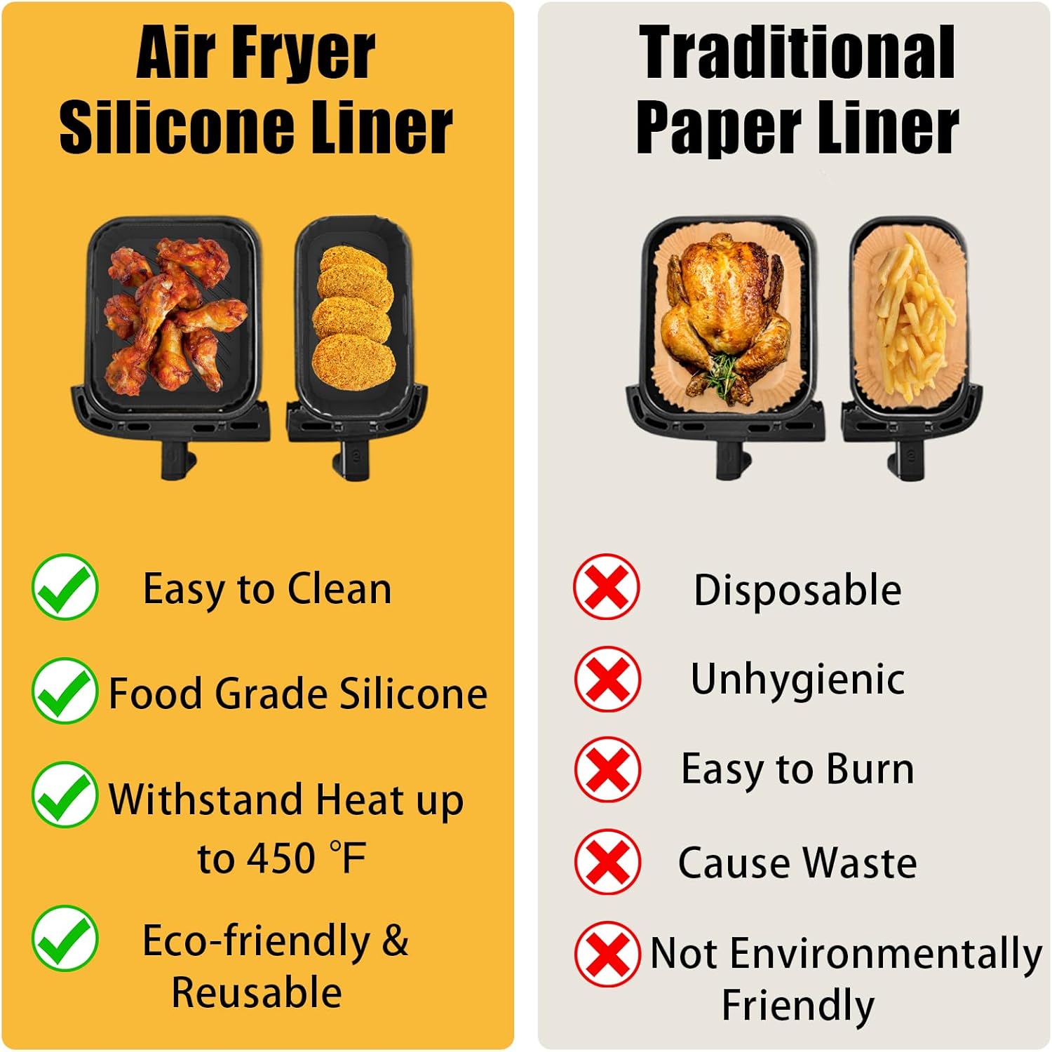 Moule silicone air fryer compatible Moulinex série EZ9018, 5,2/3,1L, réutilisable, accessoires friteuse EZ9018