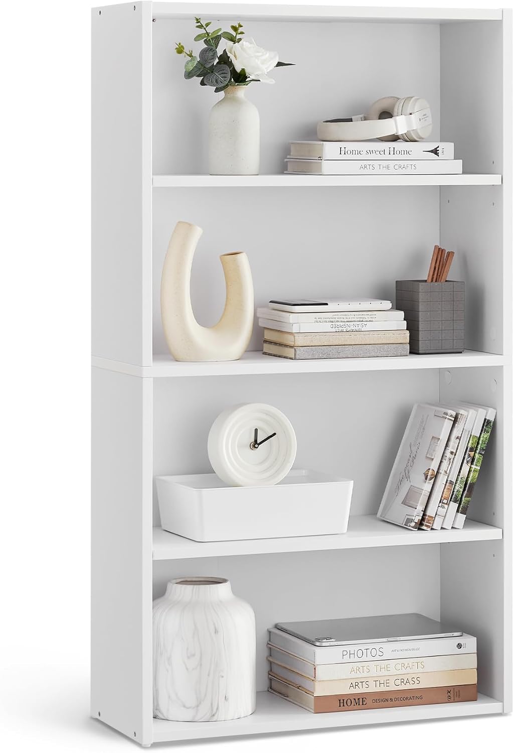 VASAGLE - étagère 4 niveaux - 24x60x107,7 cm - rangement blanc LBC164T14