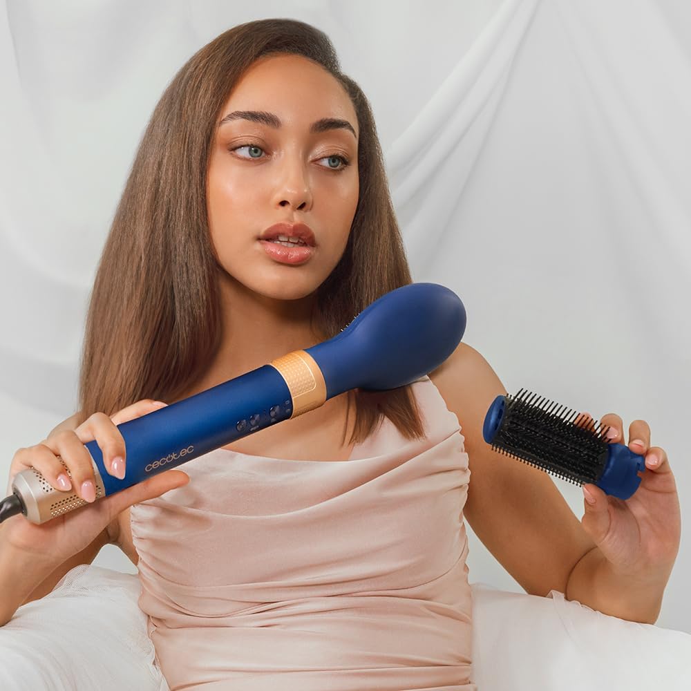 Cecotec - Brosse soufflante AirGlam 14in1, 1400W, 3 températures, 14 têtes