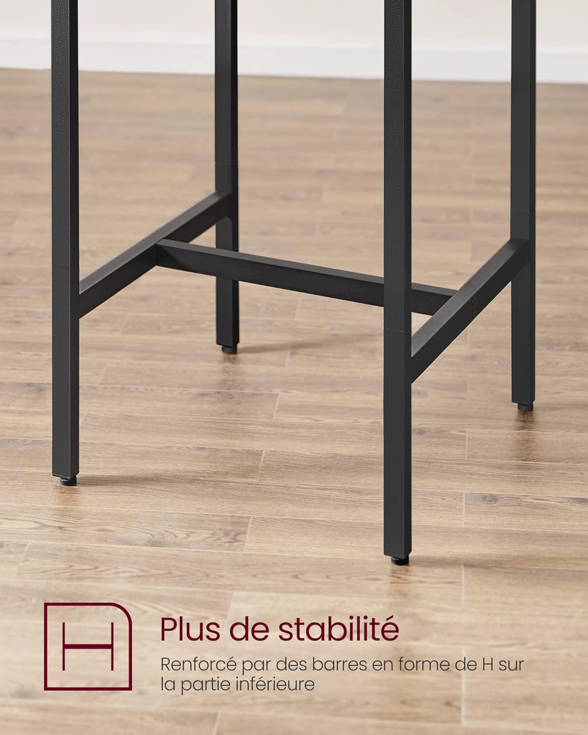 VASAGLE - Ensemble table de bar 2 tabourets, compact, bois métal, LBT017B01