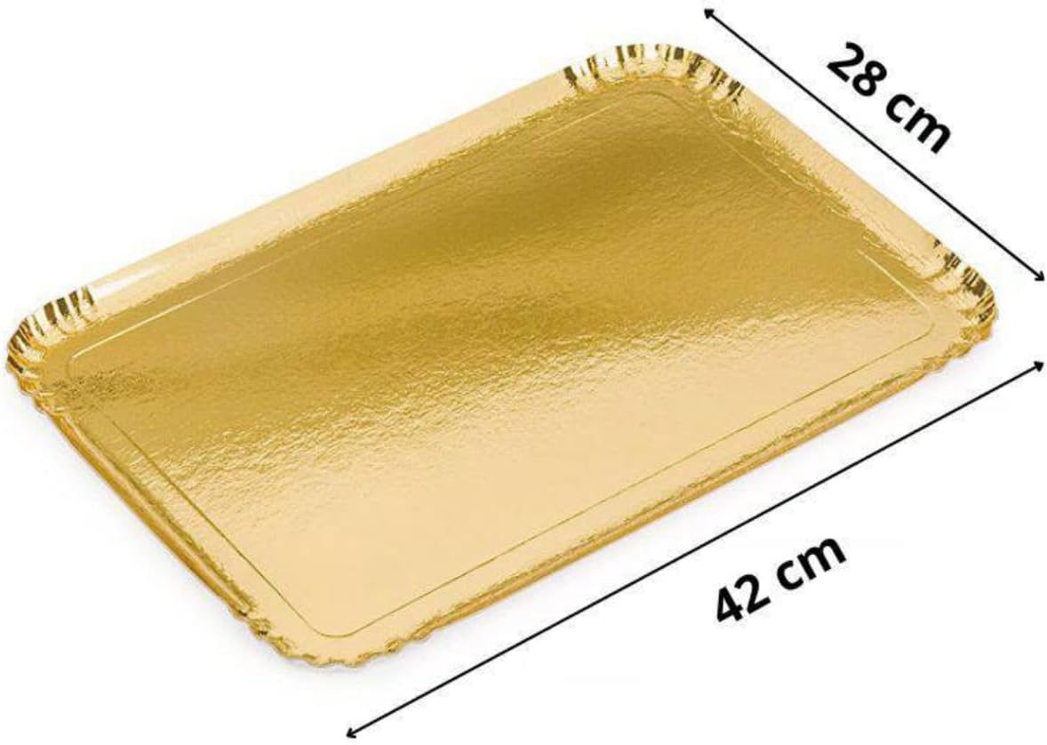 Plateaux en carton doré - 42x28 cm - lot de 25, pour présentation pâtisserie