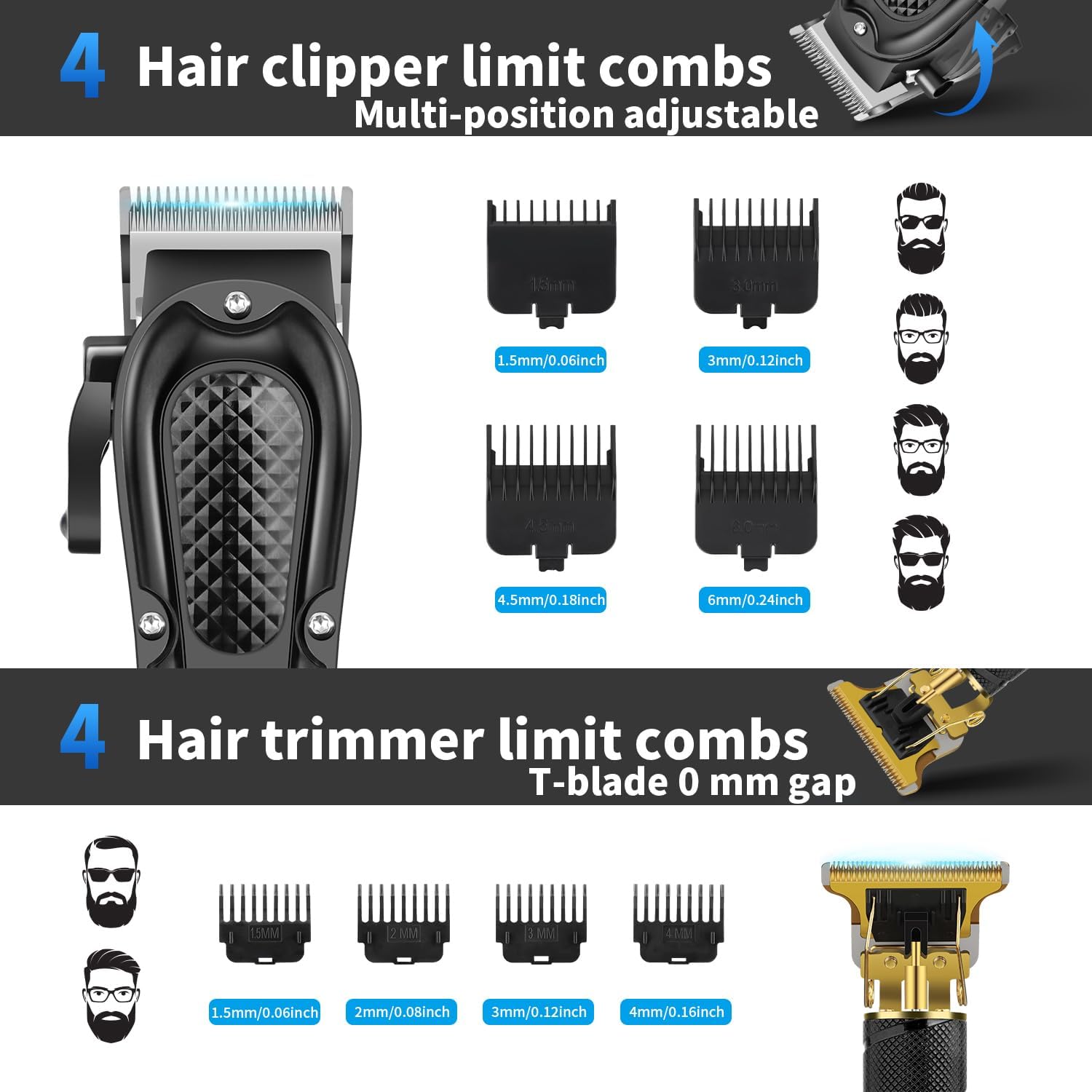 HIENA - Tondeuse Pro sans fil - kit complet, lame acier, 3 pcs