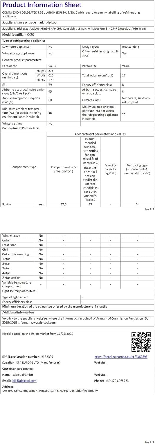 Alpicool - réfrigérateur portable 30L - compact, compression, CX30