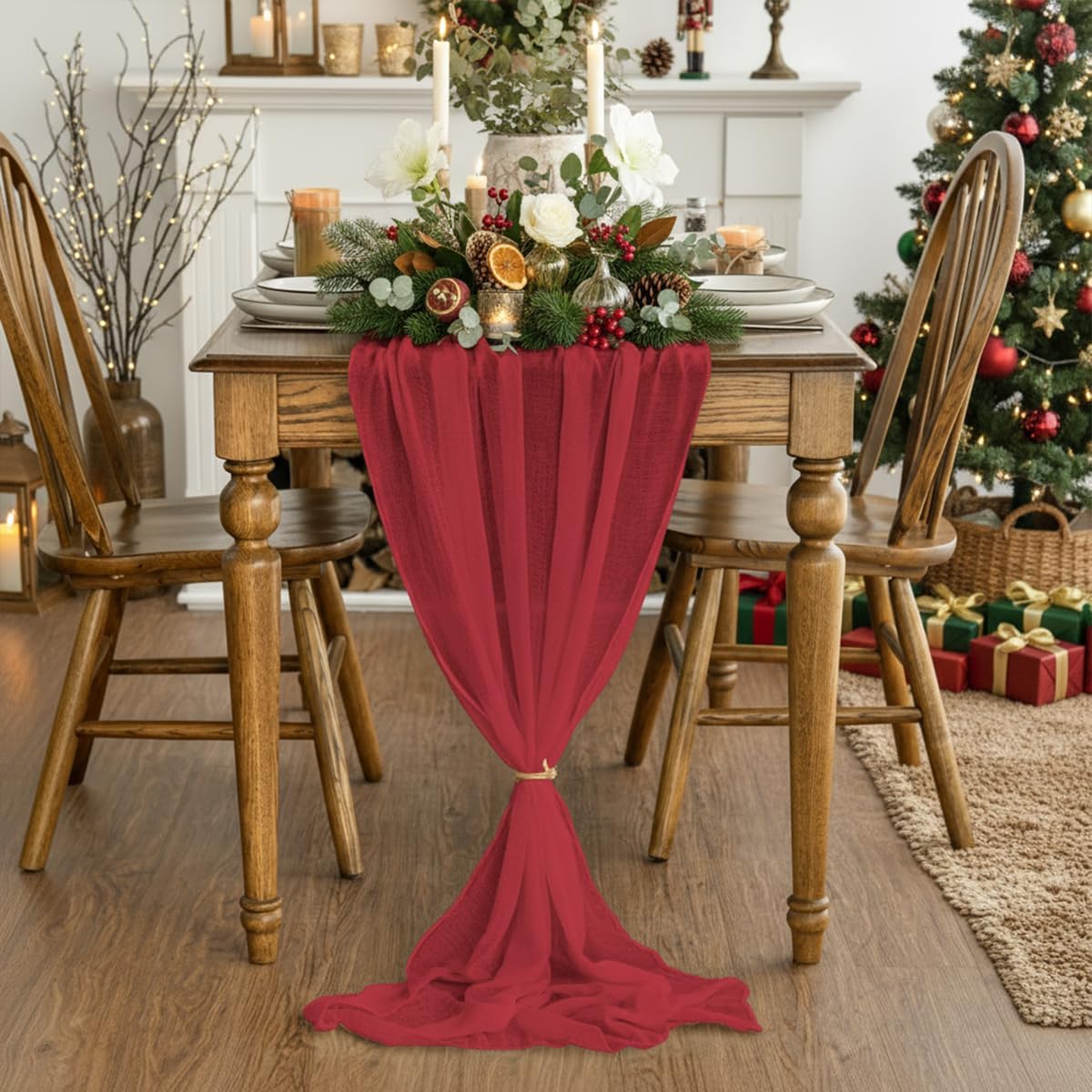 Artoid Mode - chemins de table bohème - 300 cm - gaze mousseline, lot de 2