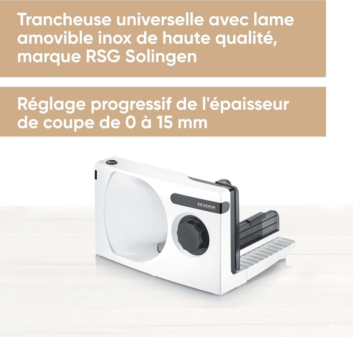 Severin - trancheuse universelle, lame inox, 100W, découpe fine/épaisse, AS 3912