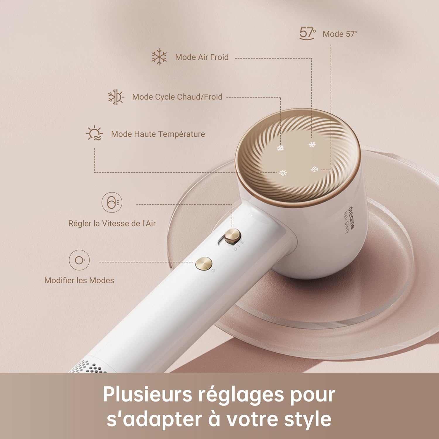 Dreame - Hair Glory - léger, moteur 110000 tr/min, ions négatifs, séchage rapide