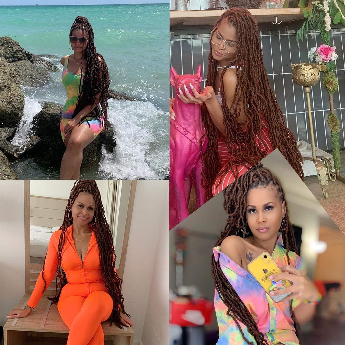 Xtrend - 7 Packs Nu Soft Locs - 30 pouces - cheveux ondulés marron, 12 brins, extension douce, 30#