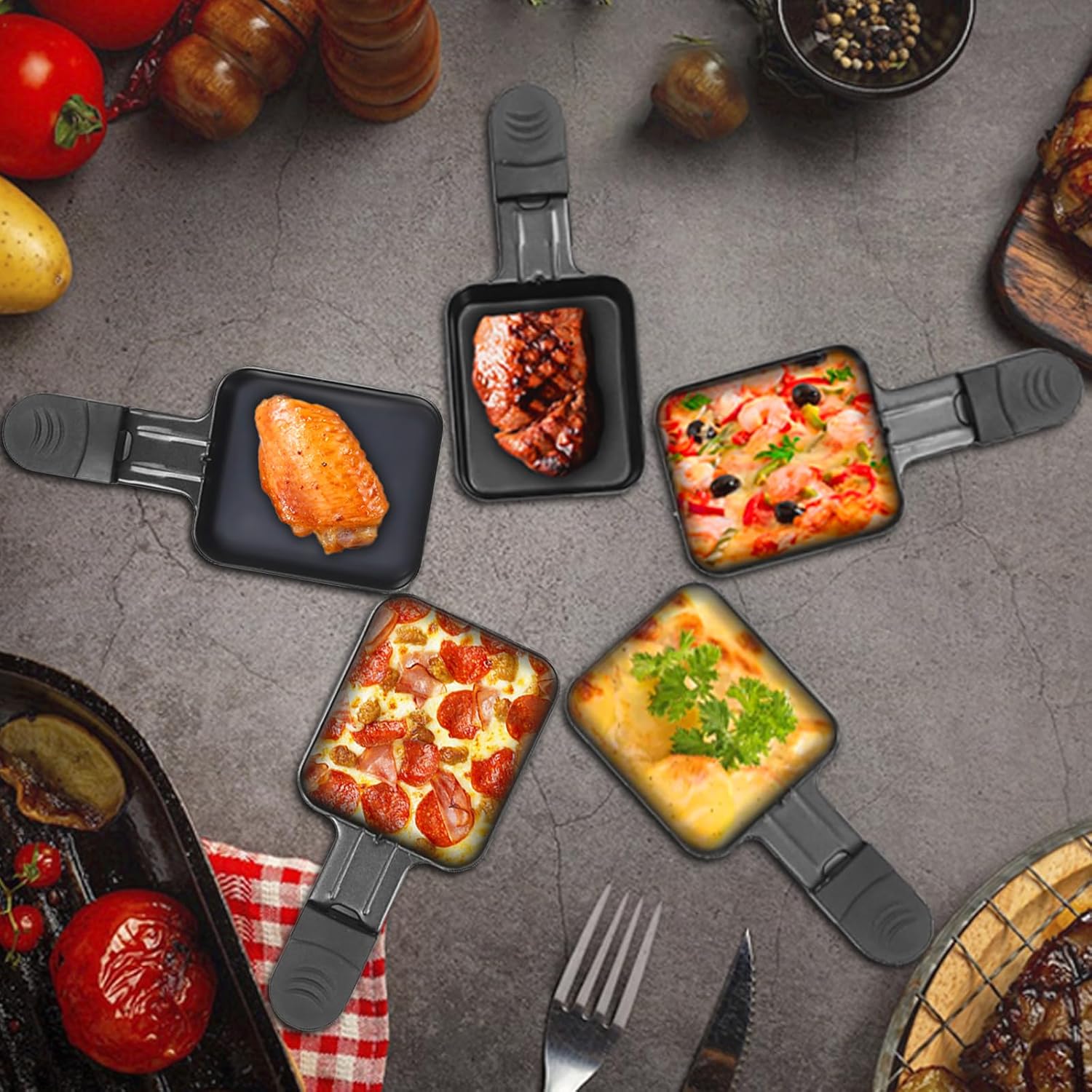 HengBO - poêlon raclette carré 18x8.5x1.5cm antiadhésif 8pcs