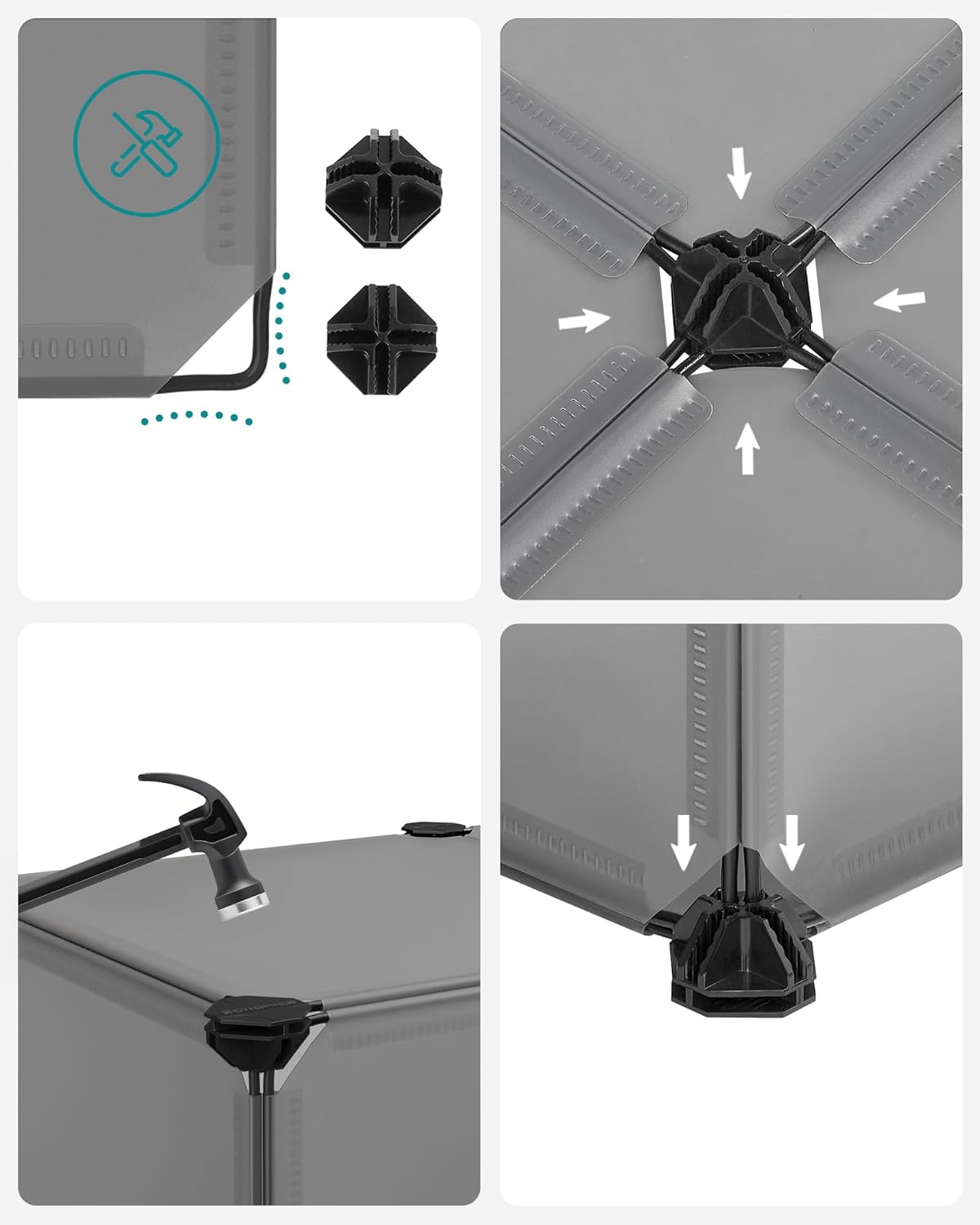 SONGMICS - Meuble à chaussures 10 compartiments, 20 paires, porte, malliet, gris LPC010G01