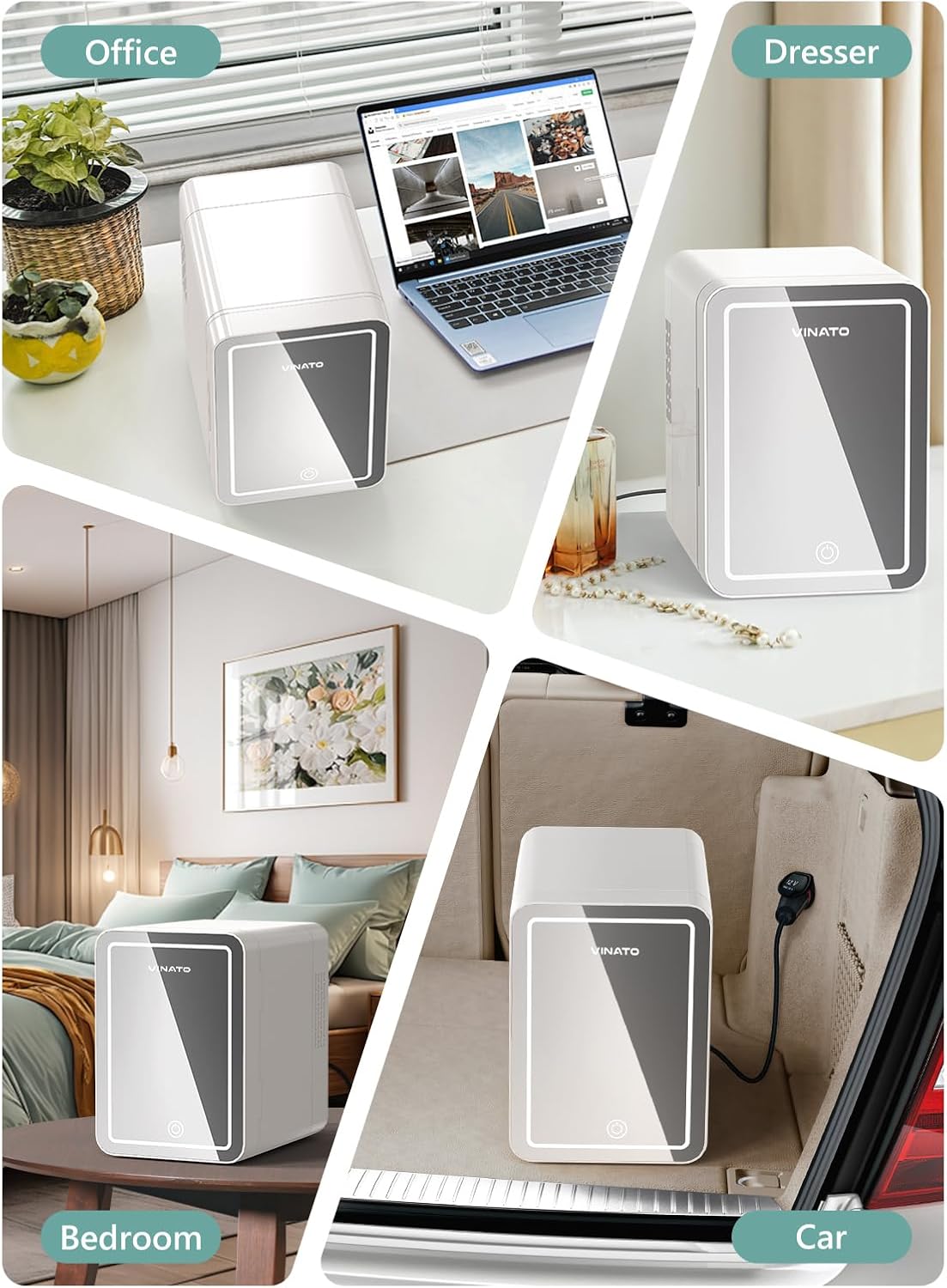 VINATO - Mini Frigo LED 4L - Chauffage/Refroidissement, portable