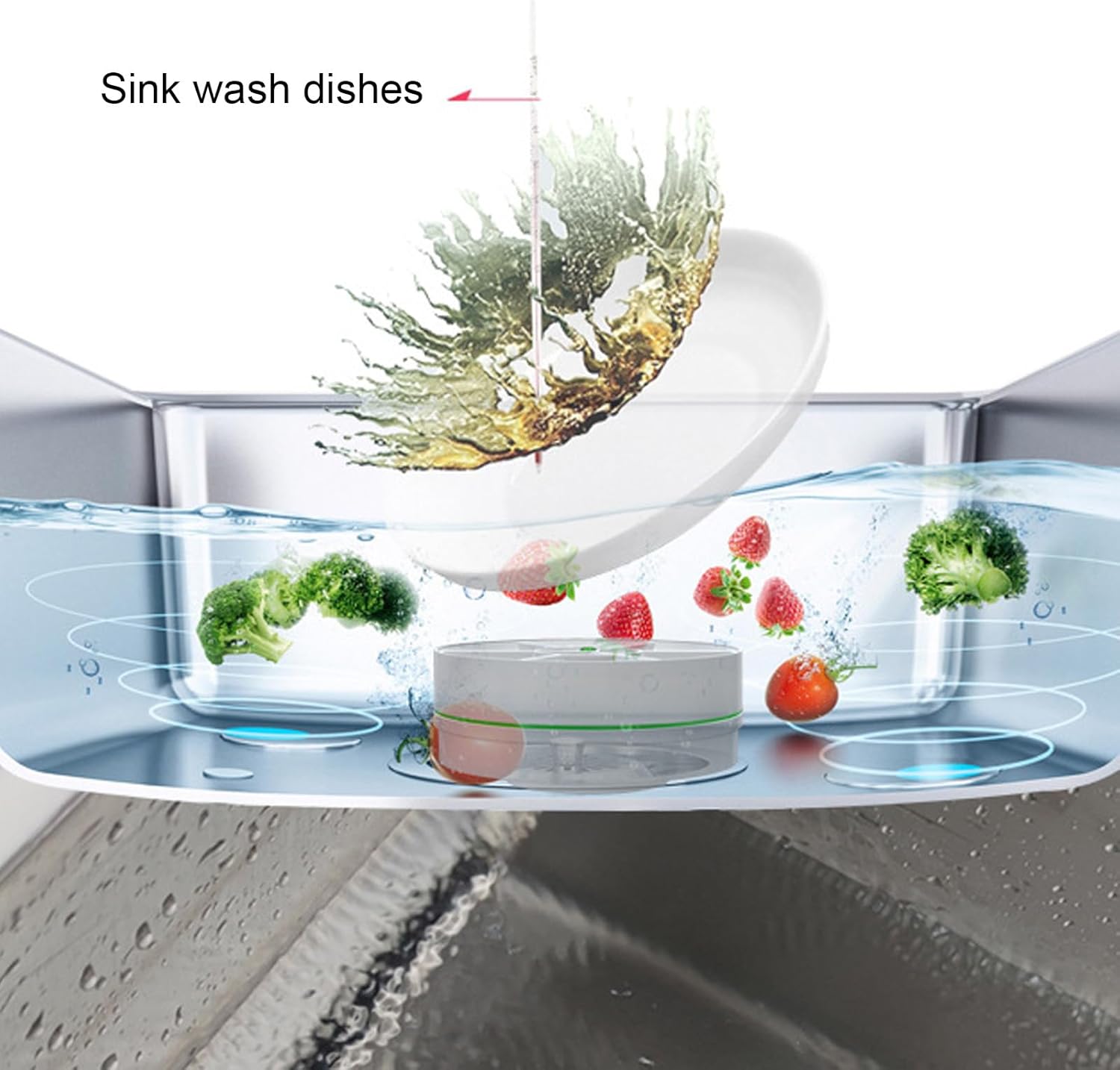 Gadget de nettoyage portable - lave-vaisselle électrique compact ABS - idéal fruits/légumes - petit format