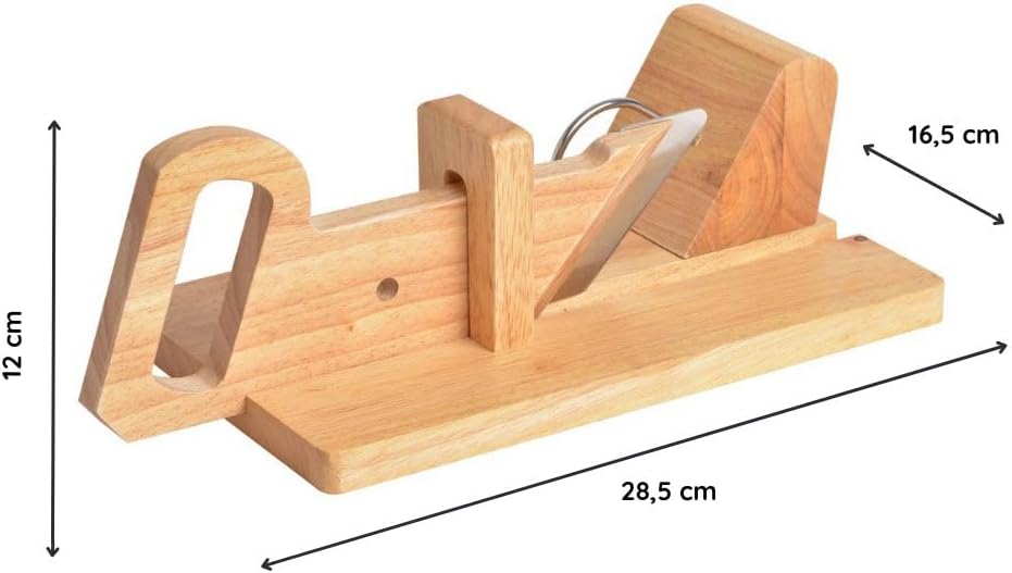 CÉCOA - trancheuse à saucisson bois hêtre inox - 28x16x12cm - découpe précise
