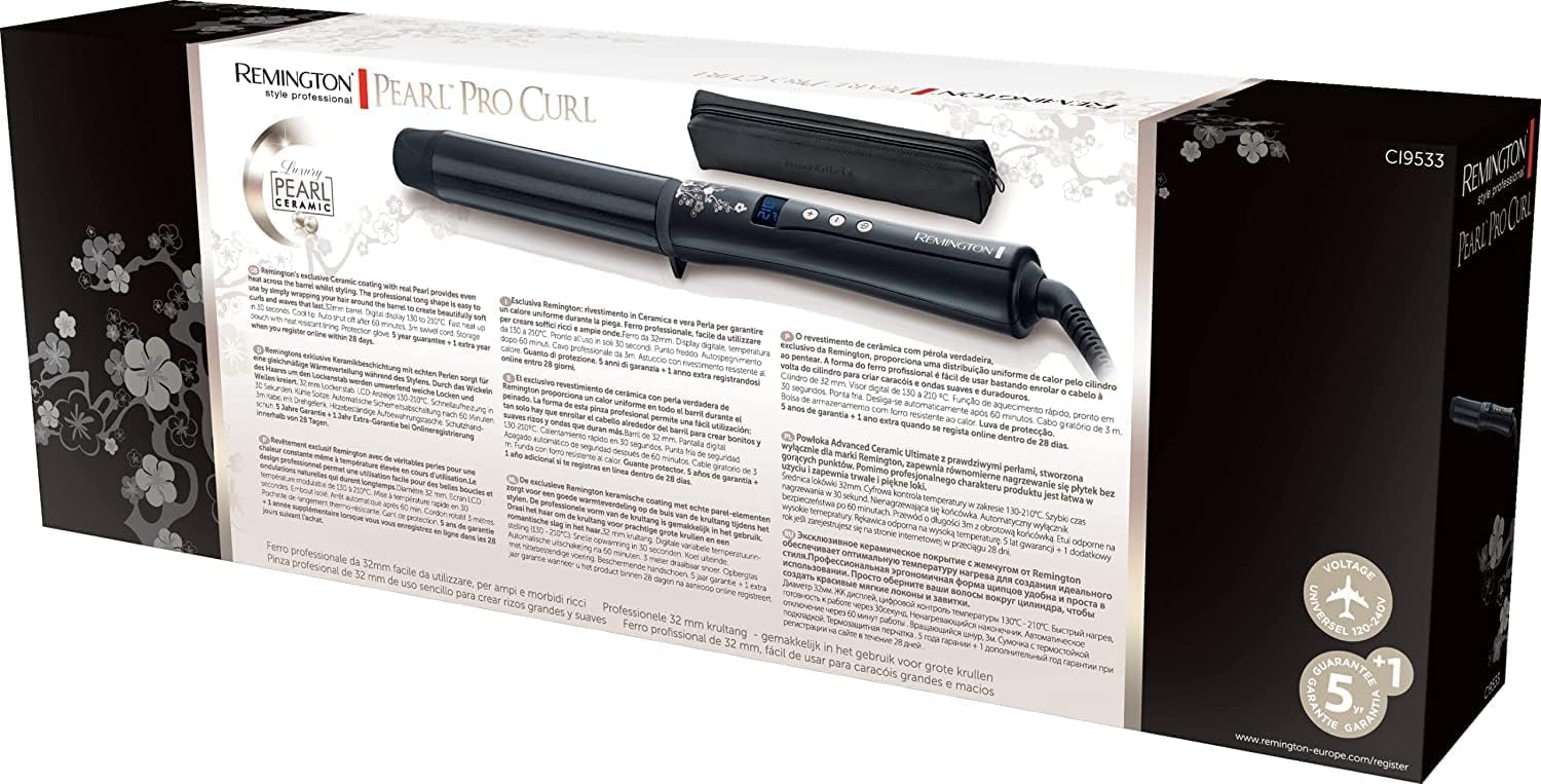 Remington - fer à boucler Pearl - 32mm céramique, 130-210°C, gant - CI9533