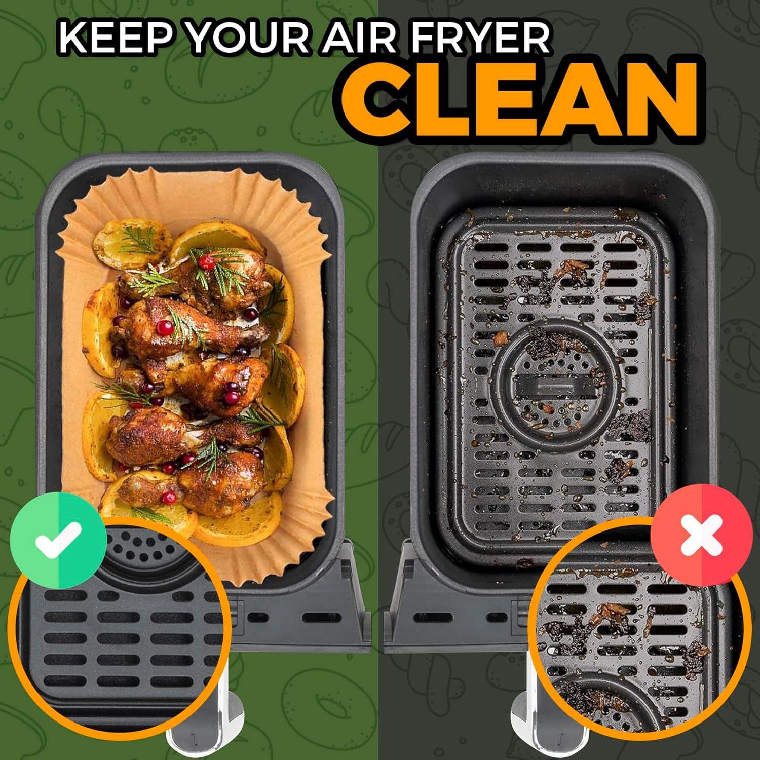 Doublures jetables air fryer - 225 pièces - 10,4L - compatibles Ninja, Cosori, Duronic - cuisson antiadhésive - AF500UK